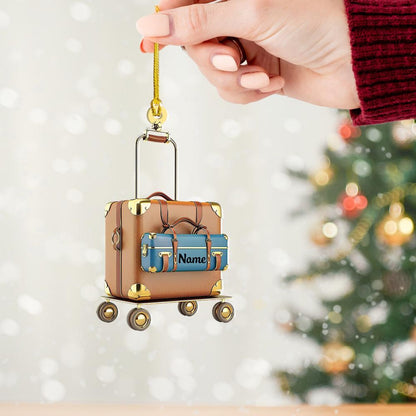 Personalized Luggage Trolley Cart Christmas Ornament, Custom Luggage Trolley Car Ornament With Name ON0743