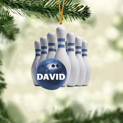 Personalized Bowling Pins Christmas Ornament, Custom Name Bowling Player Ornament ON1174