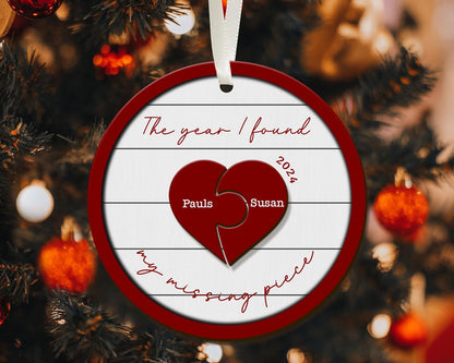 Personalized The Year I Found My Missing Piece Couple Ornament, Custom Couple Christmas Ornament 2024 ON1093