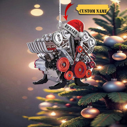 Personalized Drag Racing Engine Christmas Ornament 2024, Custom Hot Rod Engine Ornament With Name ON0925