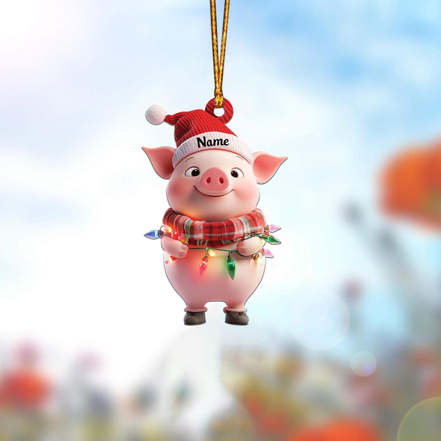 Personalized Pig Christmas Hanging Ornament, Custom Name Pig Lover Ornament ON1578