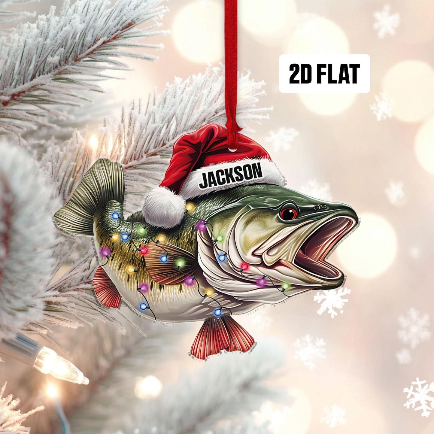 Personalized Fishing Light Christmas Ornament, Custom Name Fisherman Ornament ON1163