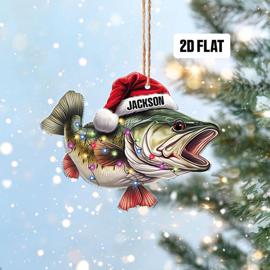 Personalized Fishing Light Christmas Ornament, Custom Name Fisherman Ornament ON1163