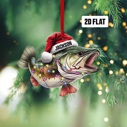 Personalized Fishing Light Christmas Ornament, Custom Name Fisherman Ornament ON1163