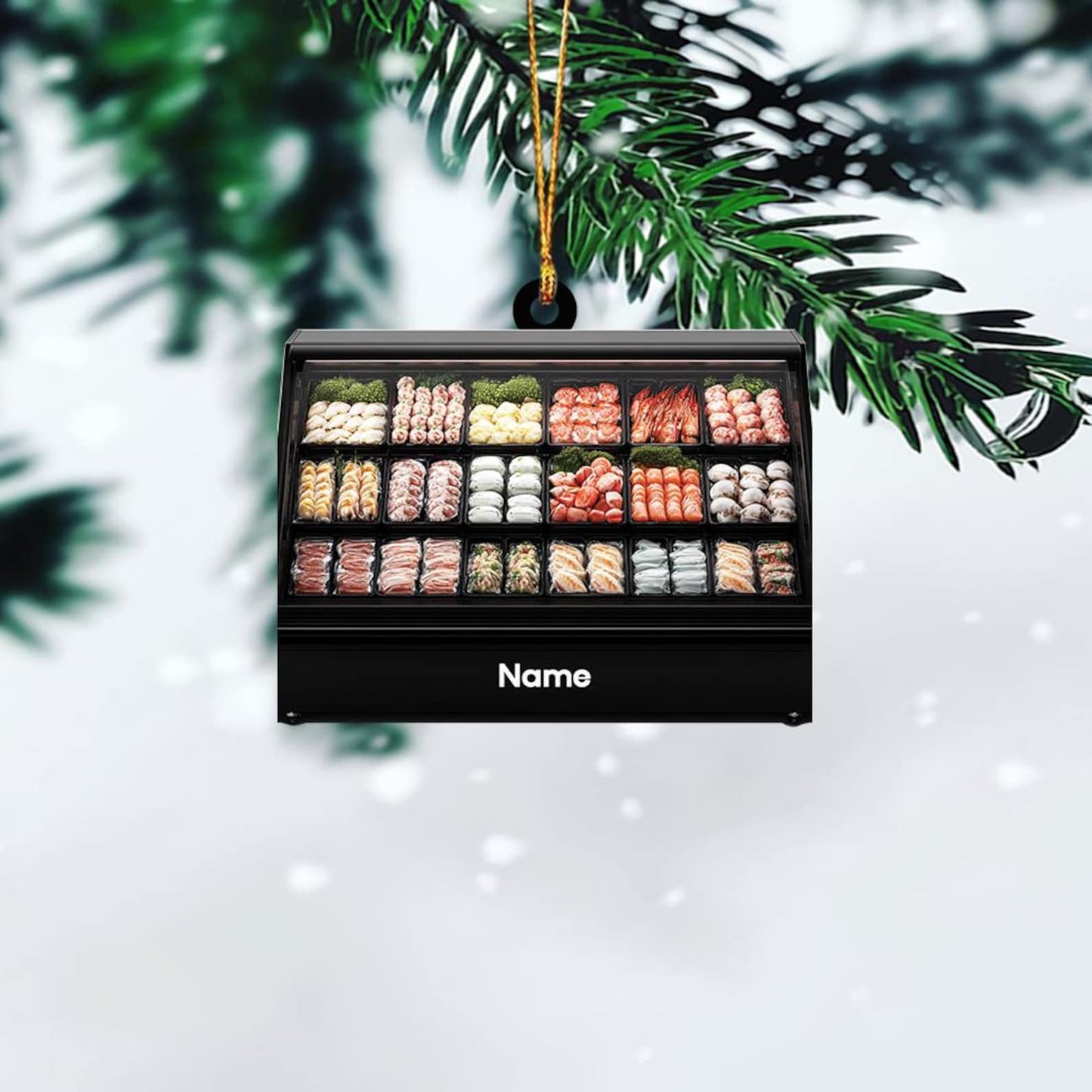 Personalized Meat Fridge Christmas Ornament, Custom Name Butcher Display Fridge Ornament ON1633