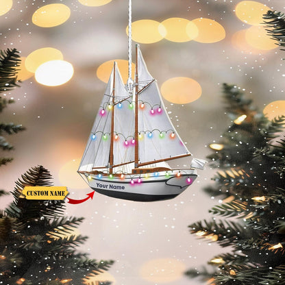 Personalized Sail Ship Light Christmas Ornament, Custom Name Sailor Ornament ON0927