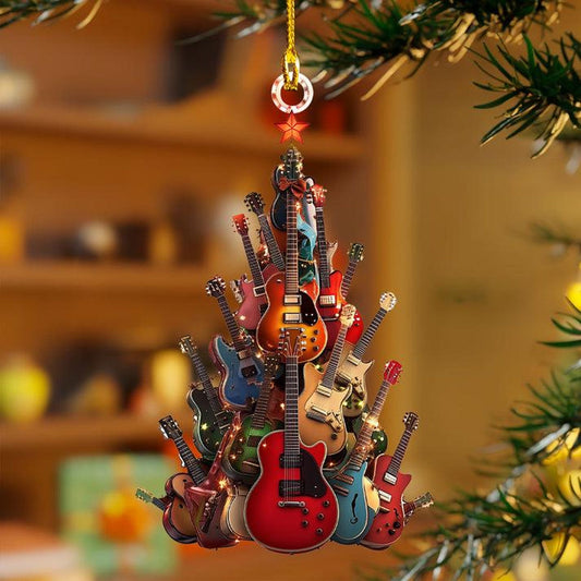 Guitar Christmas Tree Ornament, Guitar Lovers Guitar Dad Ornament ON1506