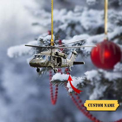 Personalized Veteran Helicopter Christmas Ornament, Custom Name Airplane Lover Ornament ON1768