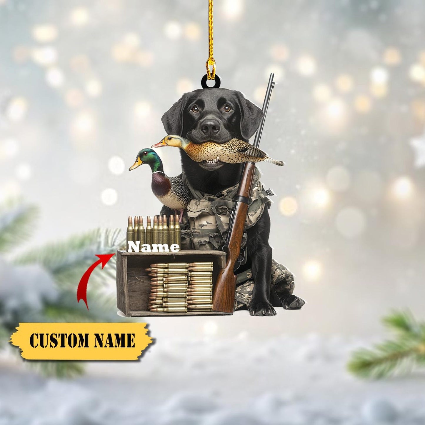 Personalized Duck Hunting Christmas Ornament, Custom Hunter Ornament ON1769