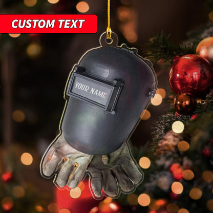 Personalized Welder Helmet Christmas Ornament, Custom Name Welder Ironworker Ornament ON0949