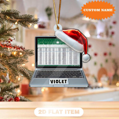 Personalized Laptop Christmas Ornament, Custom Name Love Excel Ornament ON1671