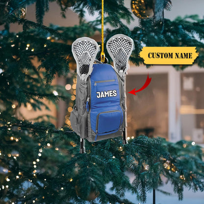 Personalized Lacrosse Backpack Christmas Light Ornament – Custom Name Lacrosse Players Ornament ON1756