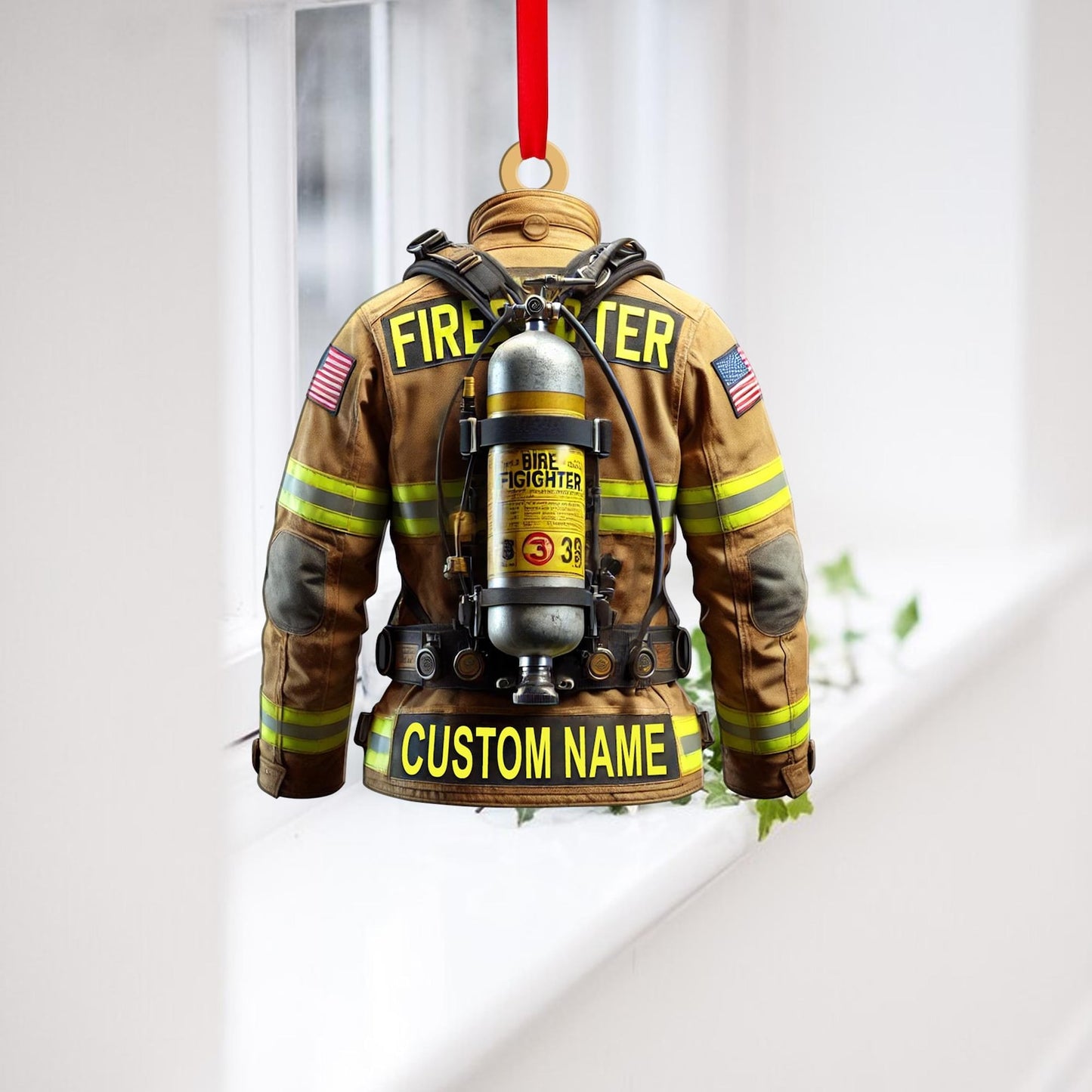 Personalized American Firefighter Uniform Ornament, Custom Name Fireman Christmas Ornament ON0926