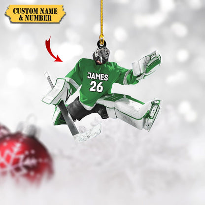 Personalized Hockey Goalie Christmas Ornament, Custom Name Number Hockey Players Ornament ON1755