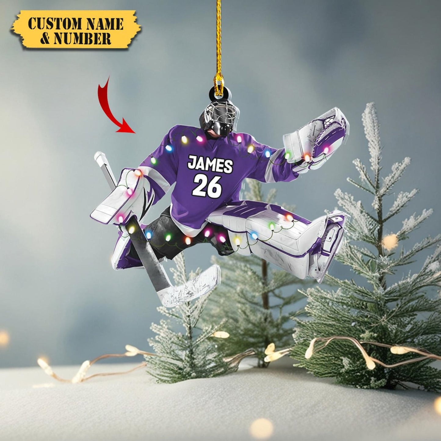 Personalized Hockey Goalie Christmas Ornament, Custom Name Number Hockey Players Ornament ON1755