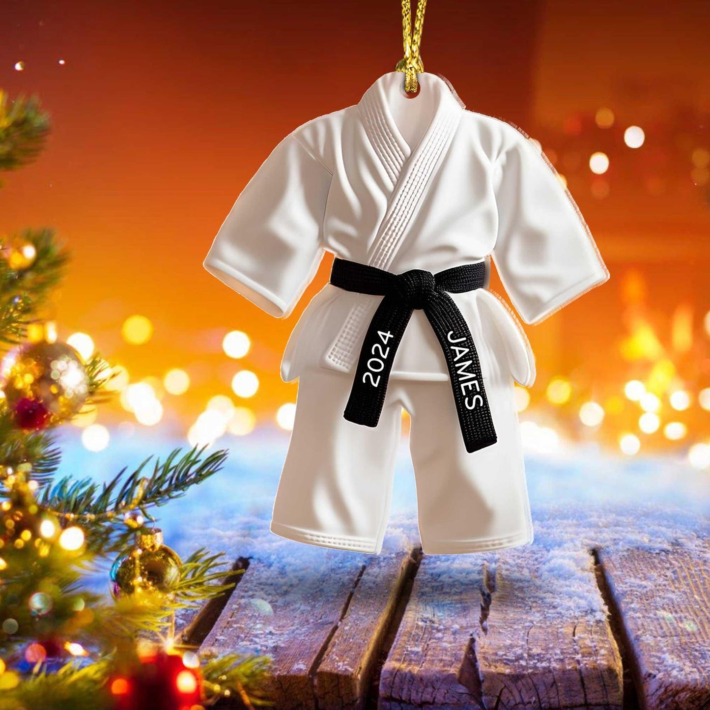 Personalized Karate Uniform Kid Ornament, Custom Name Karate Lover Ornament ON1551