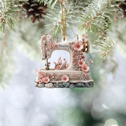 Personalized Vintage Sewing Machine Christmas Ornament, Custom Name Sewing Ornament ON1237