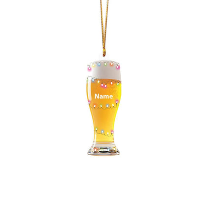 Personalized Beer Light Christmas Ornament, Custom Name Beer Lover Ornament ON1272