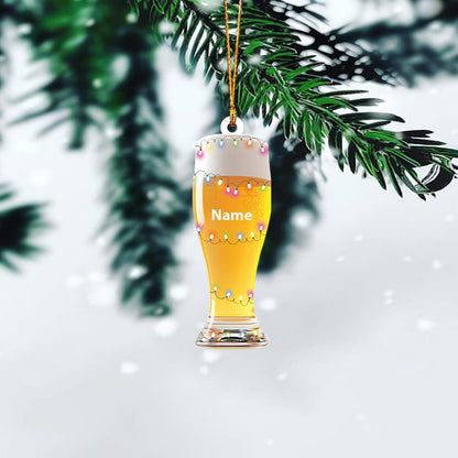 Personalized Beer Light Christmas Ornament, Custom Name Beer Lover Ornament ON1272