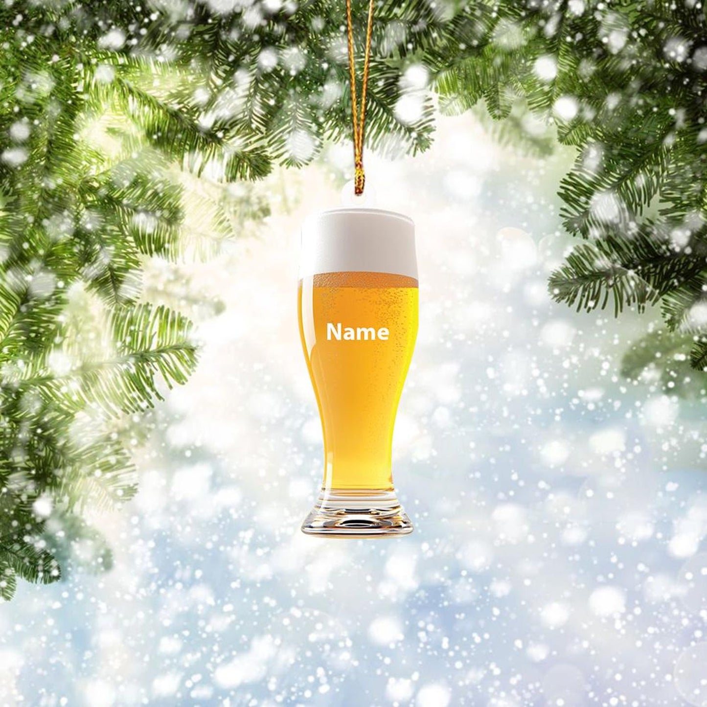 Personalized Beer Light Christmas Ornament, Custom Name Beer Lover Ornament ON1272