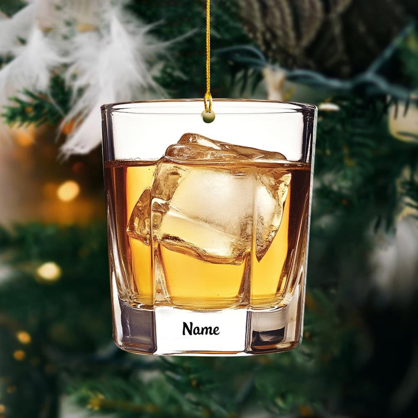 Personalized Bourbon Christmas Light Ornament, Custom Name Drink Lovers Ornament ON1310