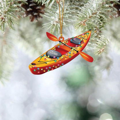 Personalized Kayak Christmas Light Ornament, Custom Name Kayaker Ornament ON1305