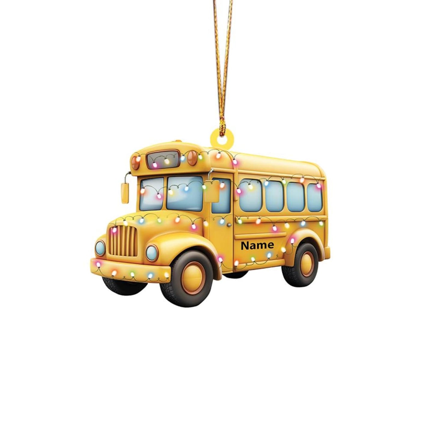 Personalized School Bus Light Christmas Ornament, Custom Name Bus Driver Ornament ON1284