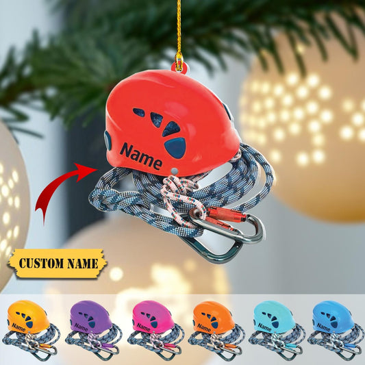 Personalized Rock Climbing Helmet Ornament, Custom Name Climber Ornament ON1361