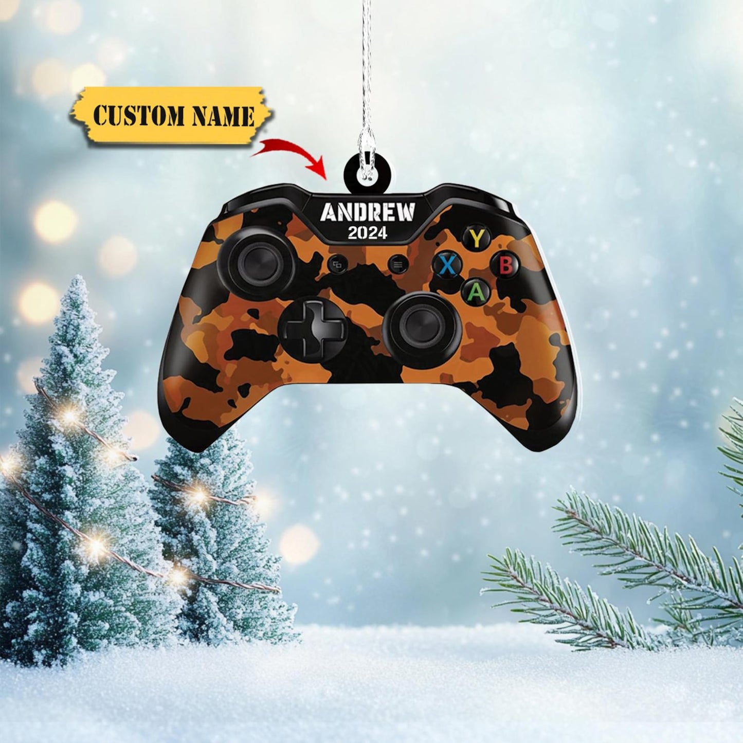 Personalized Gaming Controller Acrylic Ornament, Custom Name Gamer Ornament ON1757