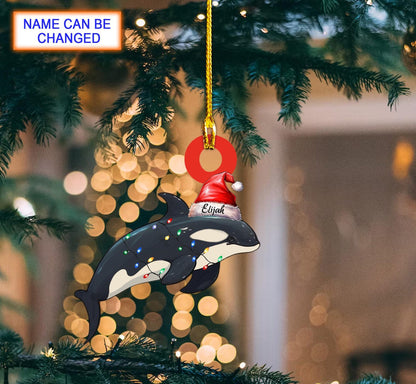 Personalized Orca Whales Xmas Ornament, Custom Name Whales Lover Ornament ON1255