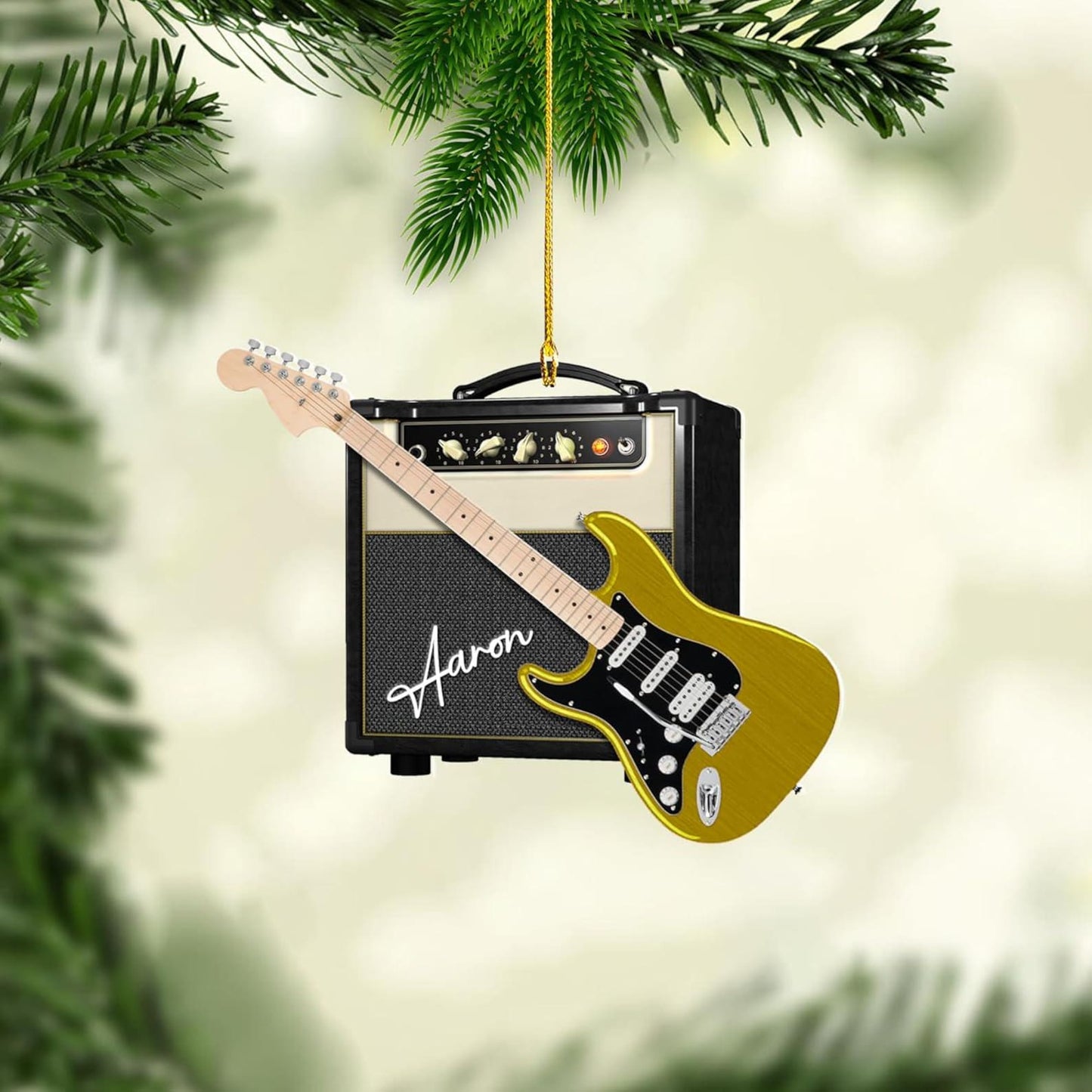 Personalized Guitar Christmas Ornament 2024, Custom Name Guitar Player Ornament ON1505