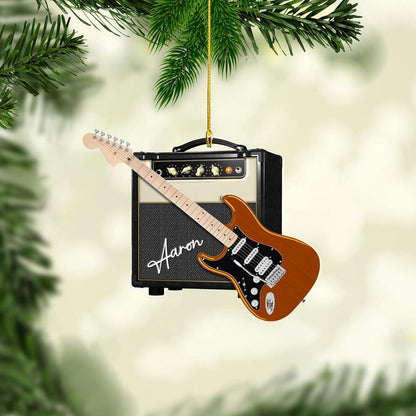 Personalized Guitar Christmas Ornament 2024, Custom Name Guitar Player Ornament ON1505