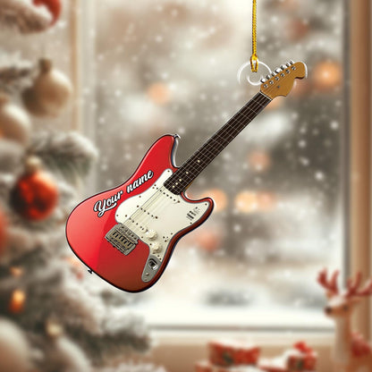 Personalized Guitar Christmas Ornament 2024, Custom Name Guitar Player Ornament ON1680