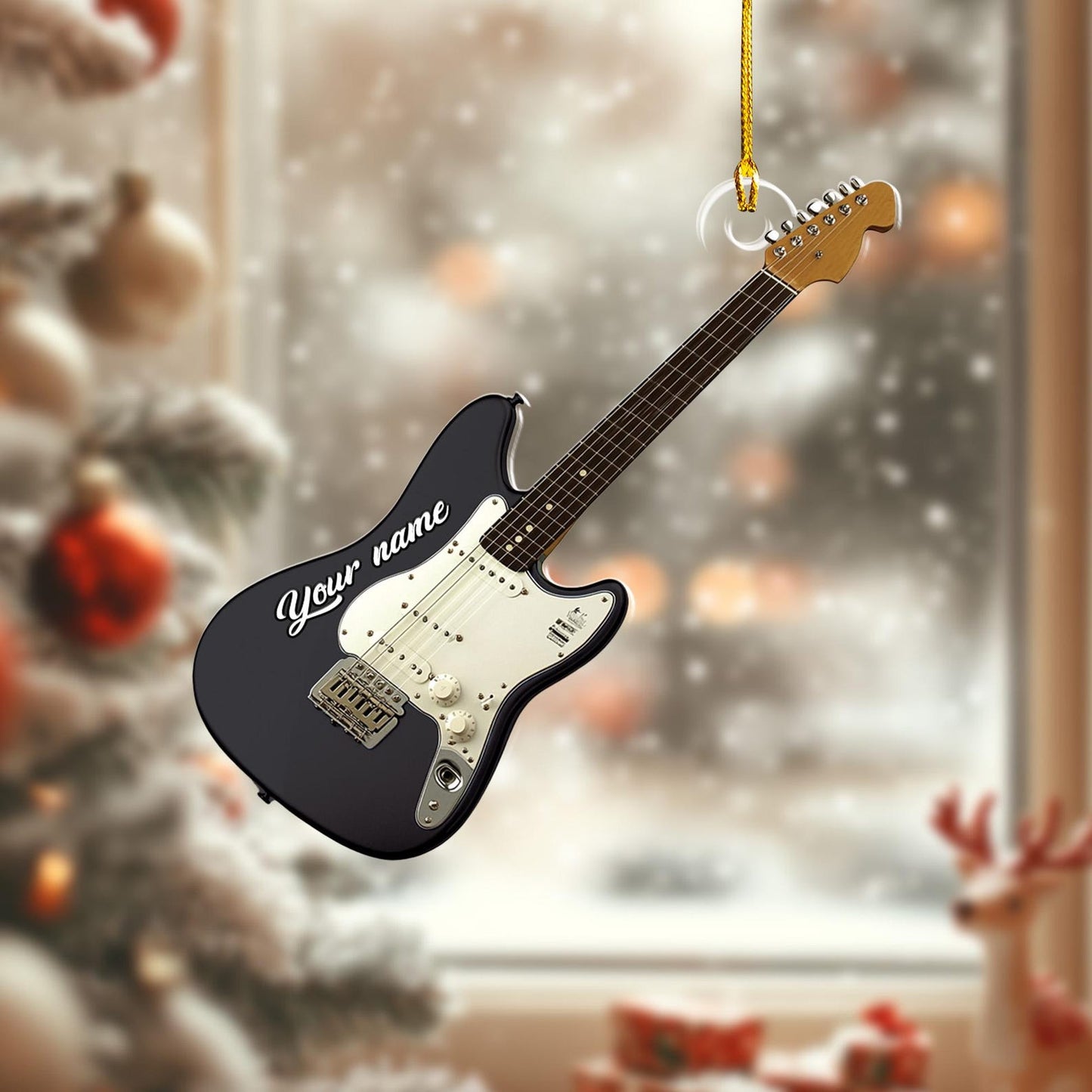 Personalized Guitar Christmas Ornament 2024, Custom Name Guitar Player Ornament ON1680