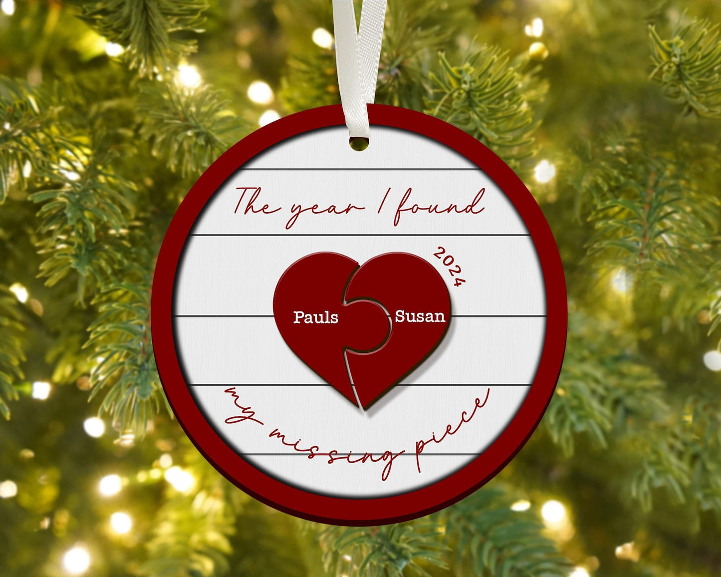 Personalized The Year I Found My Missing Piece Couple Ornament, Custom Couple Christmas Ornament 2024 ON1093