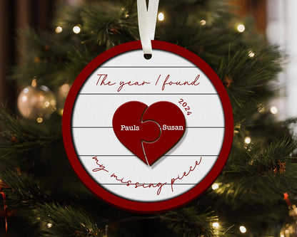 Personalized The Year I Found My Missing Piece Couple Ornament, Custom Couple Christmas Ornament 2024 ON1093