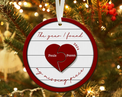 Personalized The Year I Found My Missing Piece Couple Ornament, Custom Couple Christmas Ornament 2024 ON1093