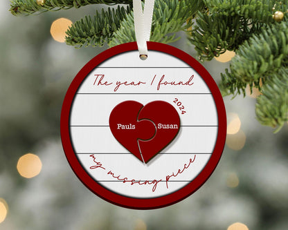 Personalized The Year I Found My Missing Piece Couple Ornament, Custom Couple Christmas Ornament 2024 ON1093