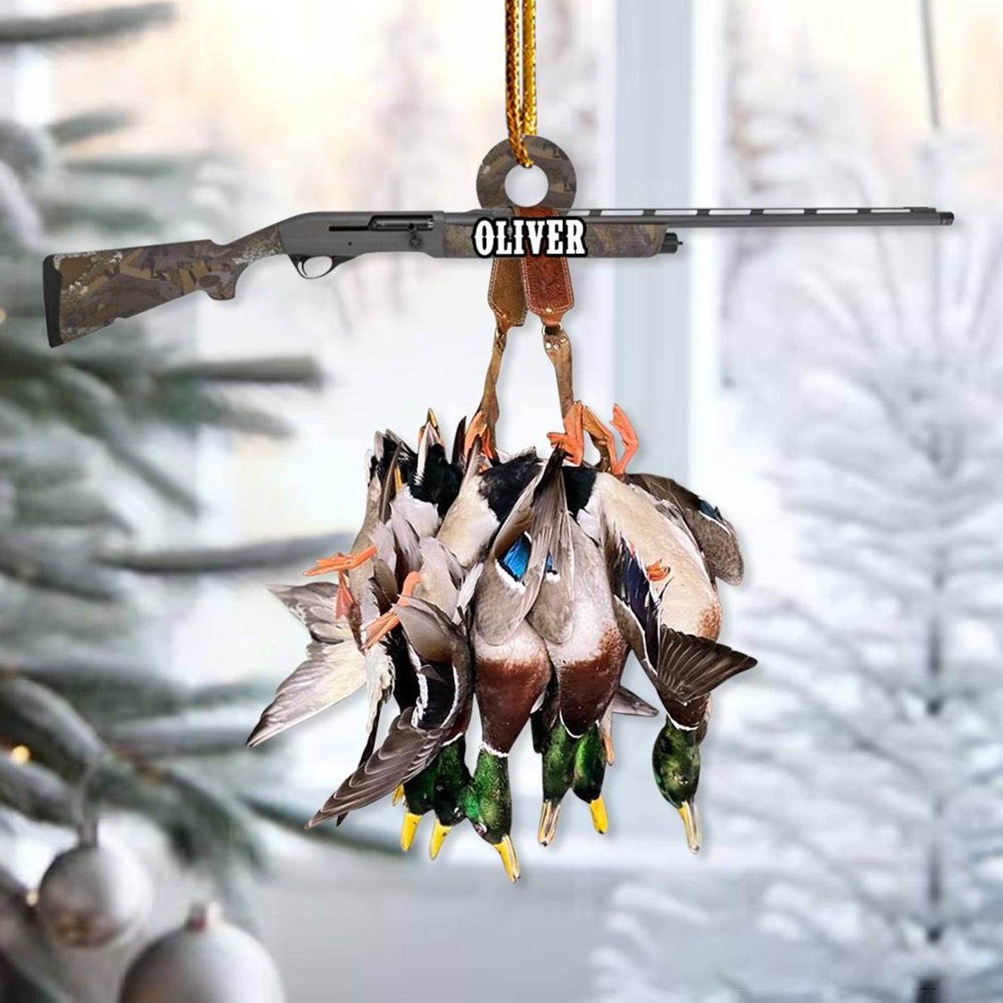 Personalized Duck Hunting Ornament, Custom Name Hunter Hunting Christmas Ornament ON1095