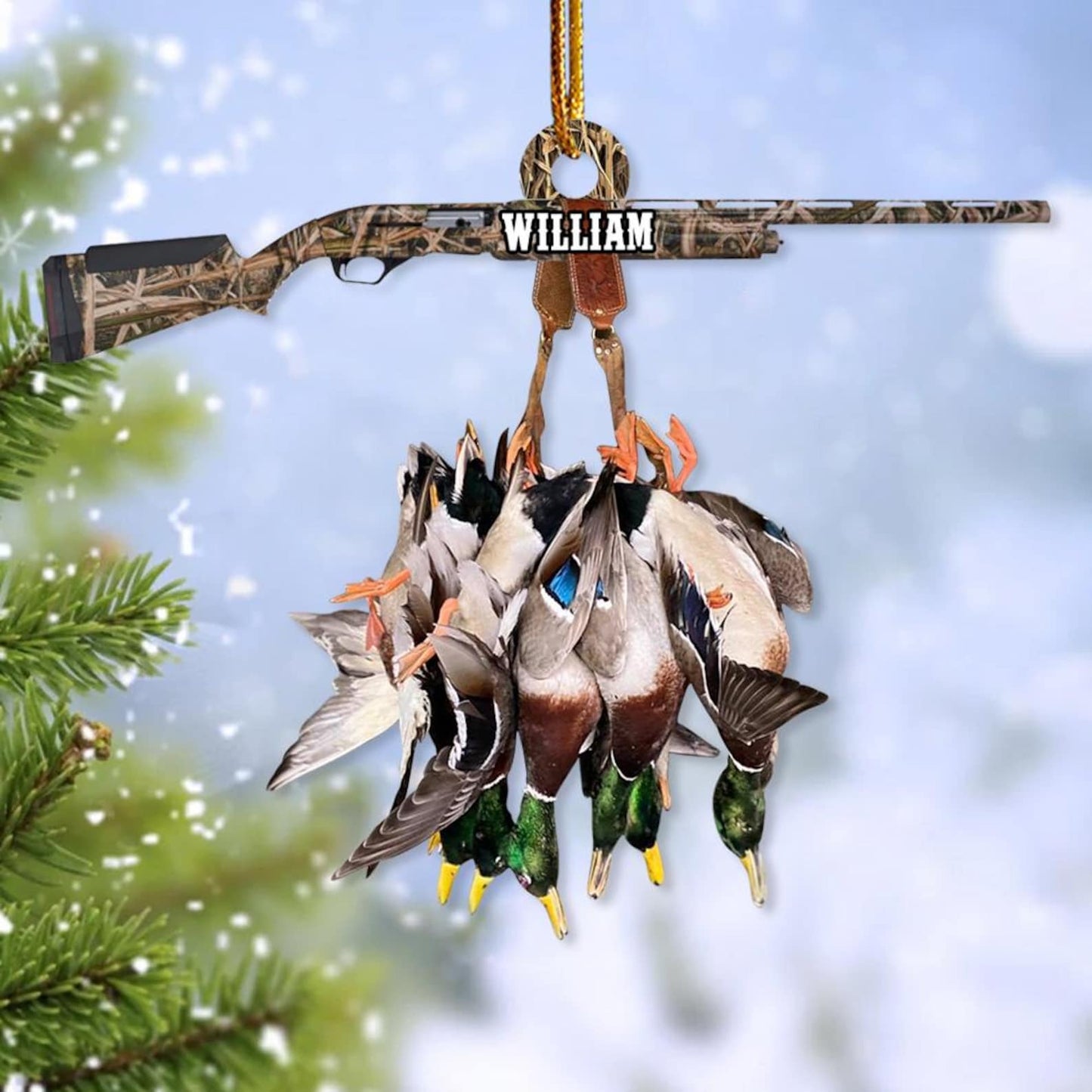 Personalized Duck Hunting Ornament, Custom Name Hunter Hunting Christmas Ornament ON1095