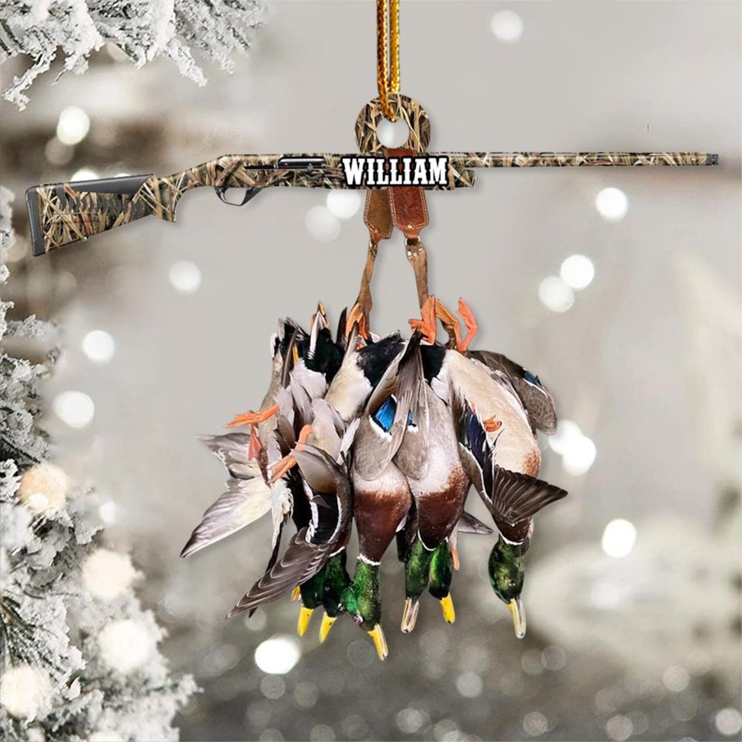 Personalized Duck Hunting Ornament, Custom Name Hunter Hunting Christmas Ornament ON1095