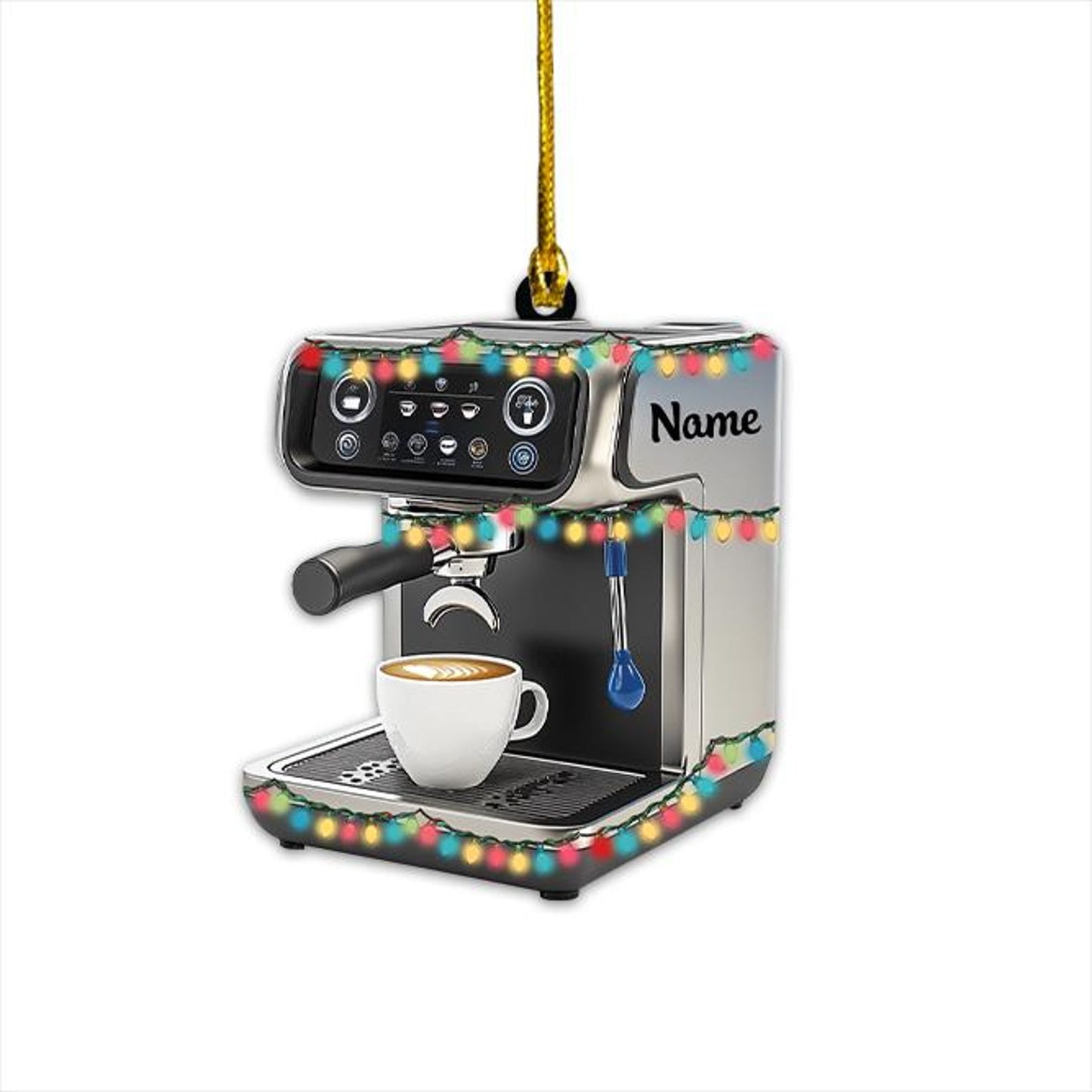 Personalized Coffee Machine Christmas Light Ornament, Custom Name Espresso Machine Christmas Ornament ON1281