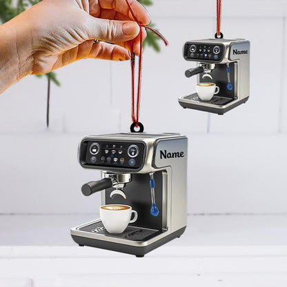 Personalized Coffee Machine Christmas Light Ornament, Custom Name Espresso Machine Christmas Ornament ON1281