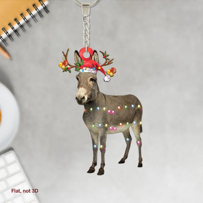 Donkey Reindeer Lights Christmas Ornament, Donkey Lover Ornament ON1759