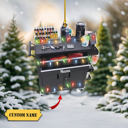 Personalized Tattoo Machine Christmas Light Ornament, Custom Name Tattoo Lover Ornament ON1661