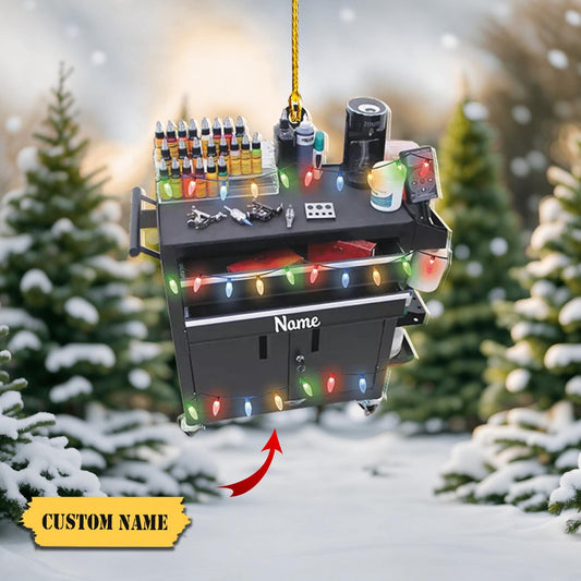 Personalized Tattoo Machine Christmas Light Ornament, Custom Name Tattoo Lover Ornament ON1661