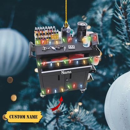 Personalized Tattoo Machine Christmas Light Ornament, Custom Name Tattoo Lover Ornament ON1661