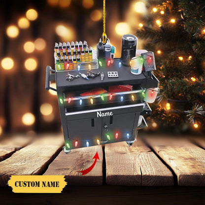 Personalized Tattoo Machine Christmas Light Ornament, Custom Name Tattoo Lover Ornament ON1661