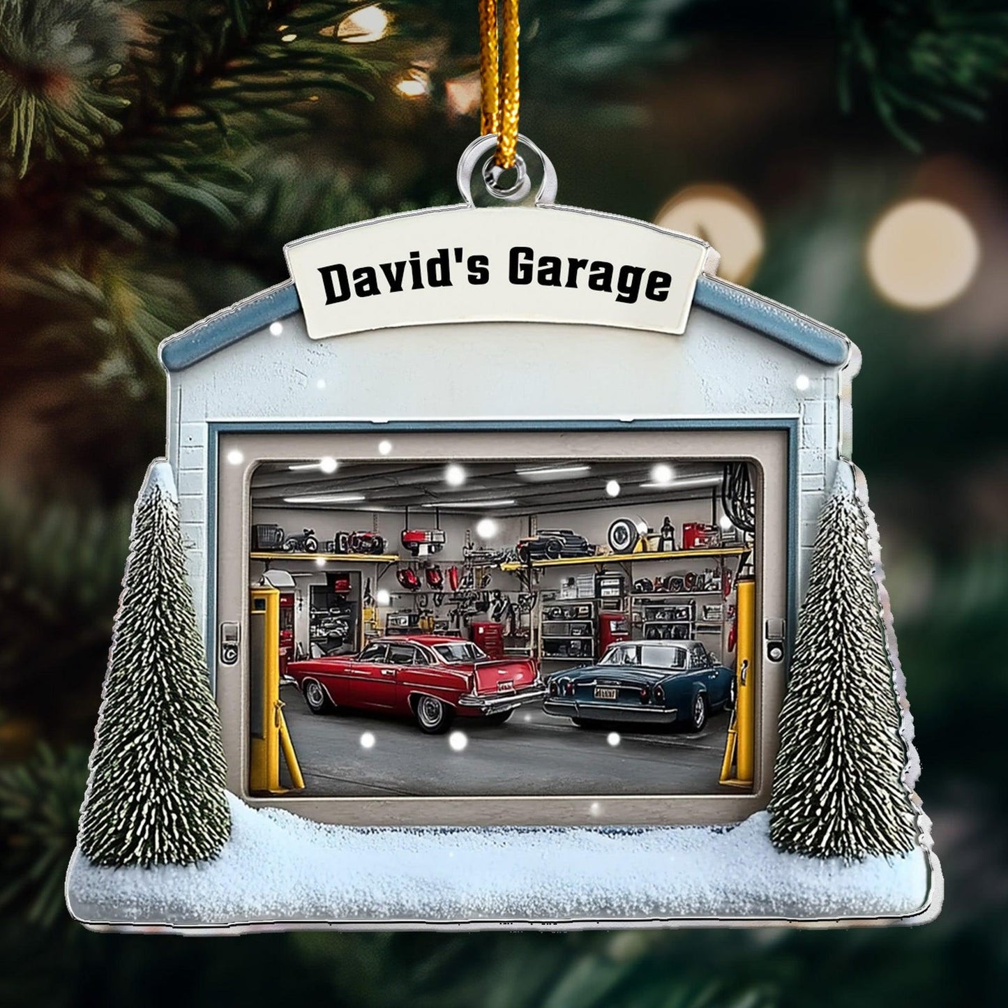 Personalized Garage Christmas Ornament, Custom Name Mechanic Ornament ON1665