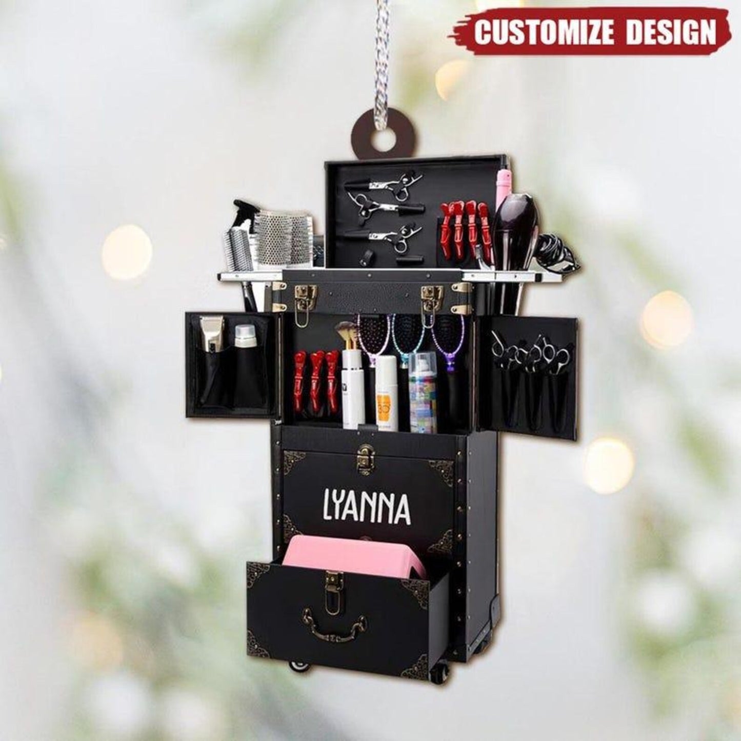 Personalized Hairdresser Tools Christmas Ornament, Custom Name Hairdresser Ornament ON1597